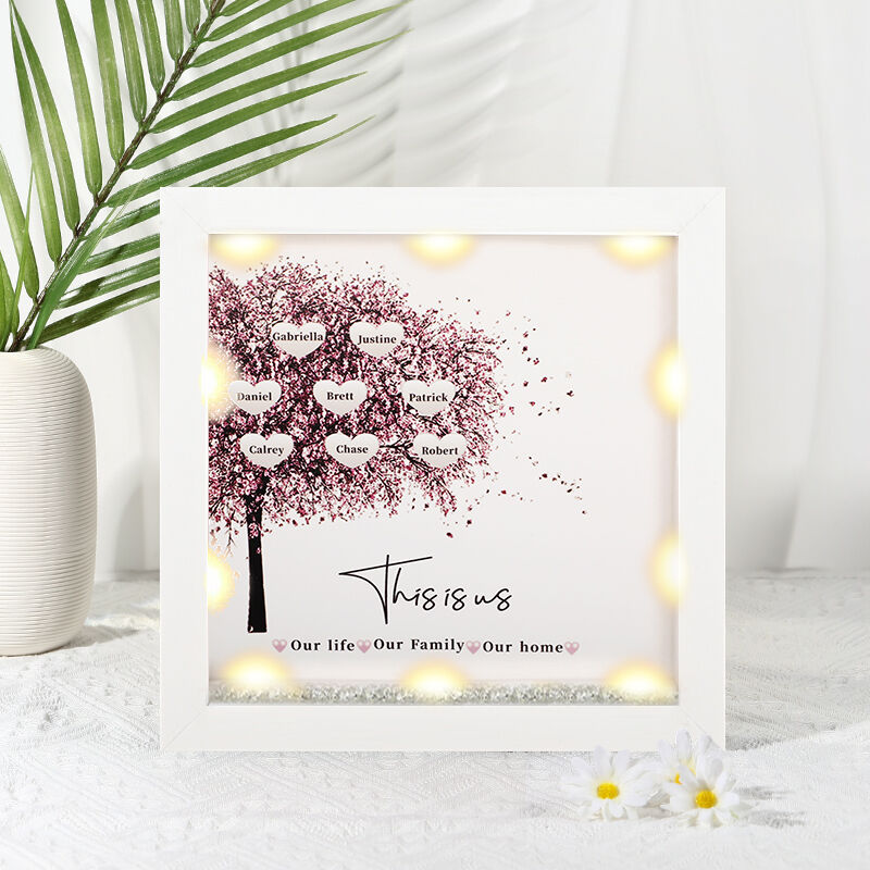 "Our Life&Our Family&Our Home" Personalized Light Up Family Tree Frame