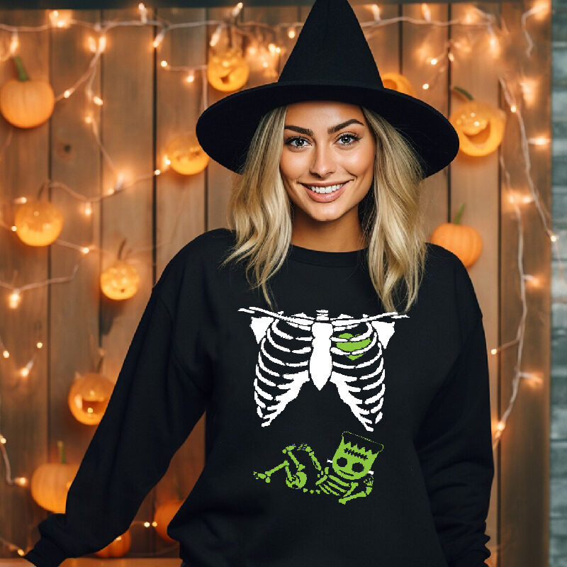 Fashionable Sweatshirt with Leisurely Ghost Pattern Simple Gift for Halloween