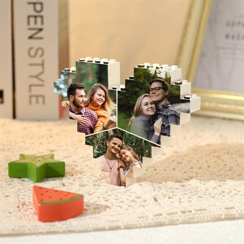Briques de Construction Personnalisé avec Votre Propre Image Blocs Puzzle Photo Personnalisé en Forme Coeur Cadeau de fête des mères