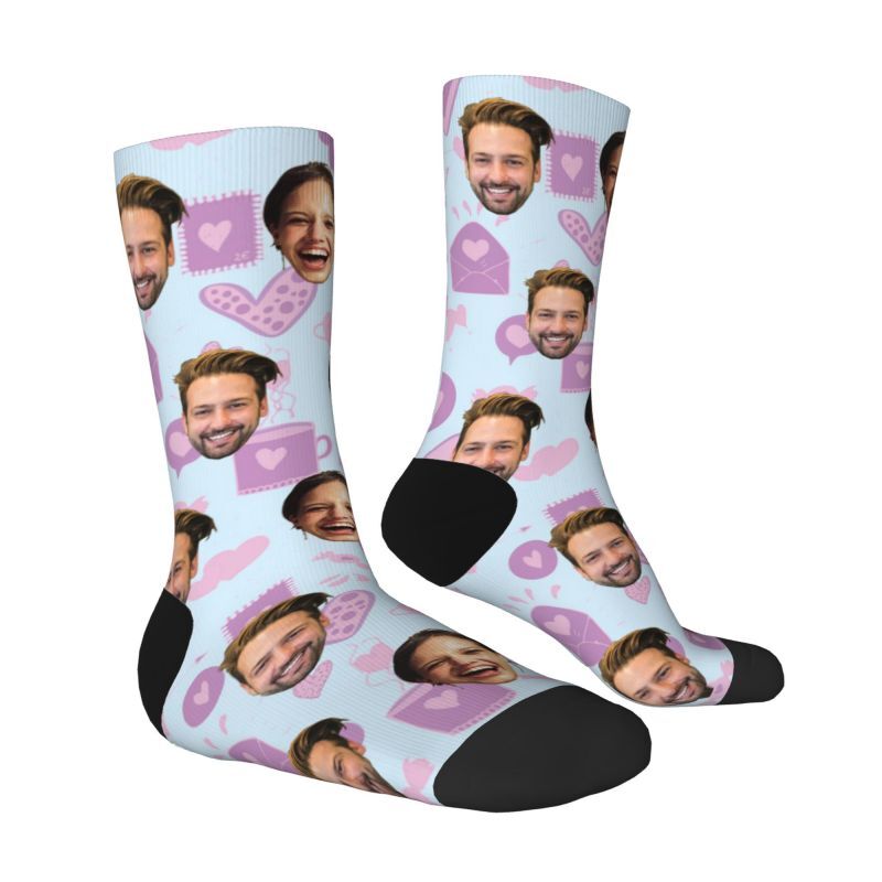 "Purple Love" Customized Couple Face Socks Valentine's Day Gift