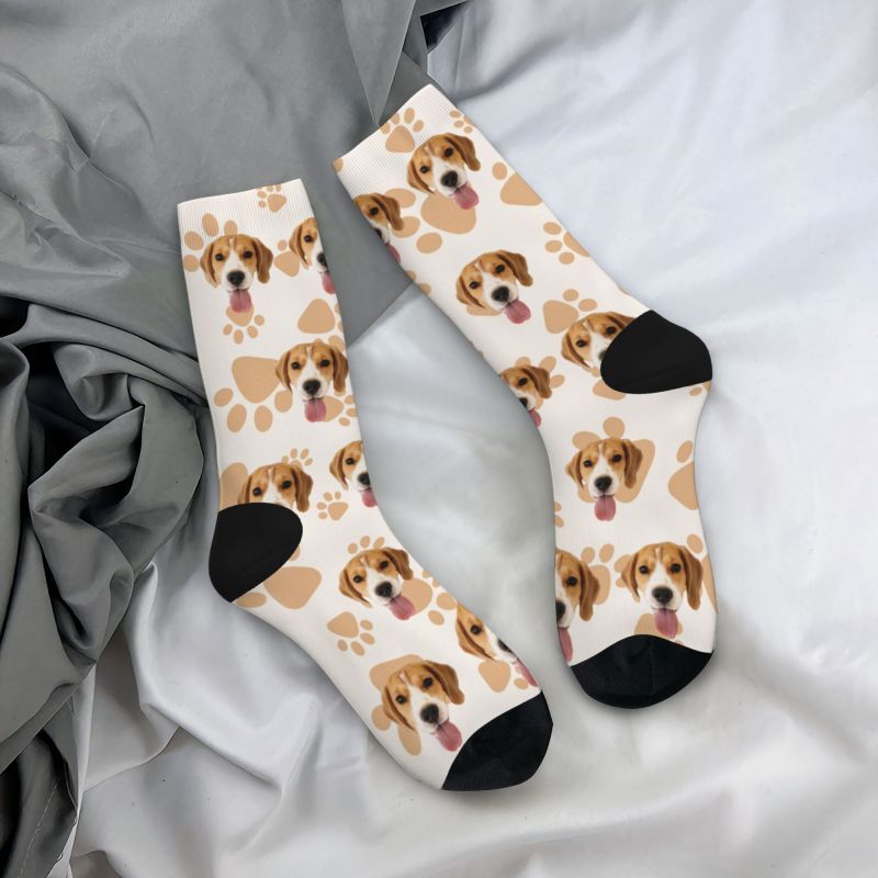 Personalized Custom Face Socks with 3D Digital Printed Dog Paw Prints