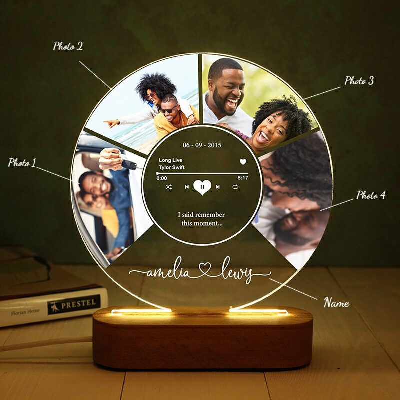 Personalized Picture Night Light Round Shaped Style Gift for Your Love