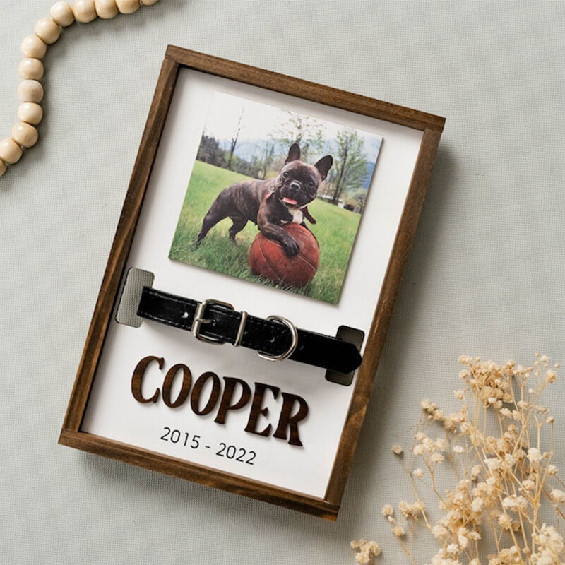 Personalized Pet Collar Photo Frame Memorial Gift For Dogs