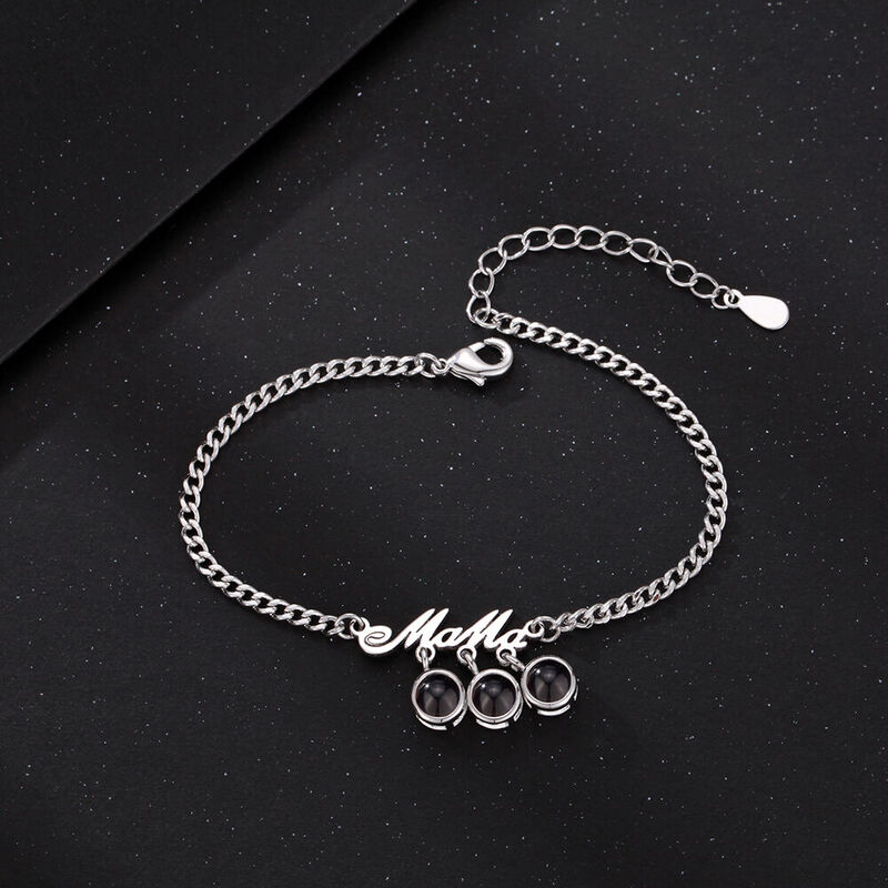 Personalisiertes Projektion Armband Customized mit drei Fotos mit Mama Warmes Geschenk für Mutter