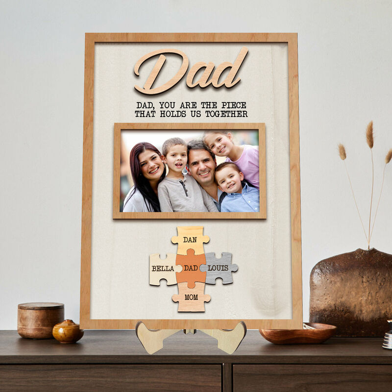 Personalized Name Puzzle Frame With Photo Warm Father's Day Gift