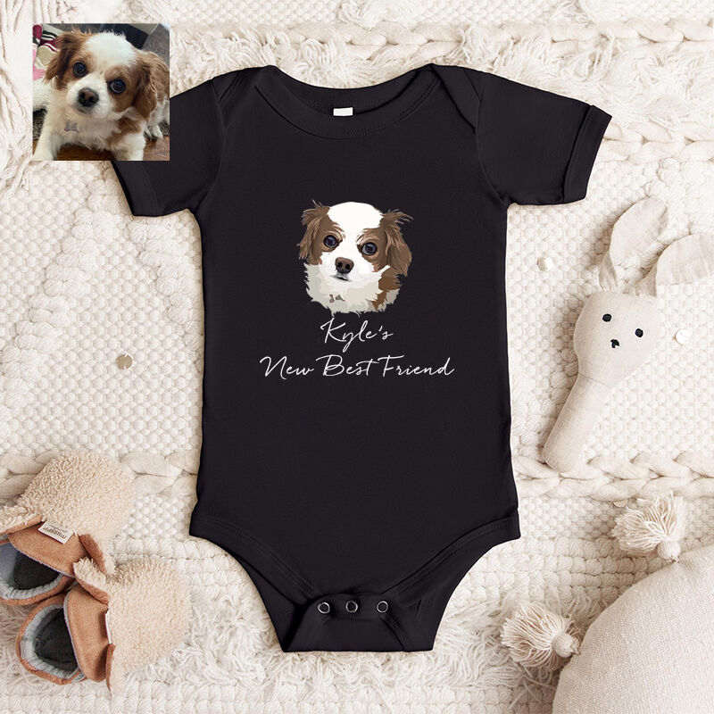 Onesie bébé personnalisé avec photo d'animal de compagnie aquarelle Cadeau de naissance adorable pour les amoureux des animaux de compagnie