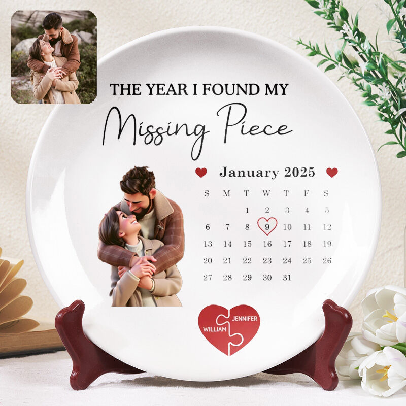 Personalized Picture Plate Cartoon Style Cute Gift for Couples