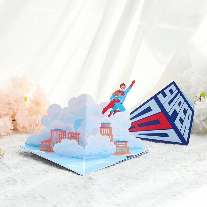3D Pop Up-kort Super Dad Cool Superman Design Attraktiv present till fars dag