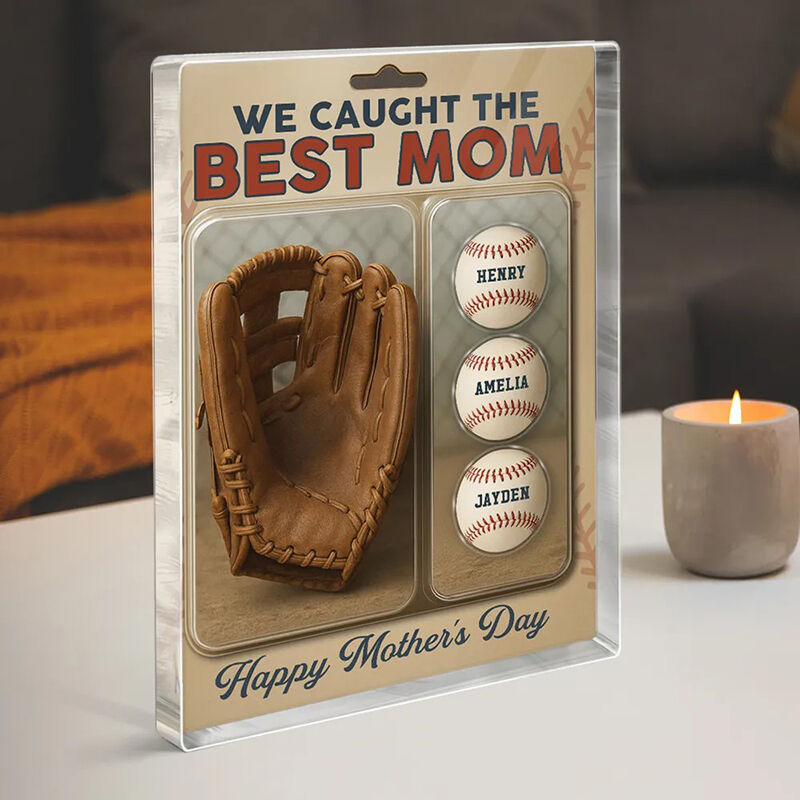 Personalized Name Acrylic Plaque with Baseball Pattern Interesting Gift for Father's Day