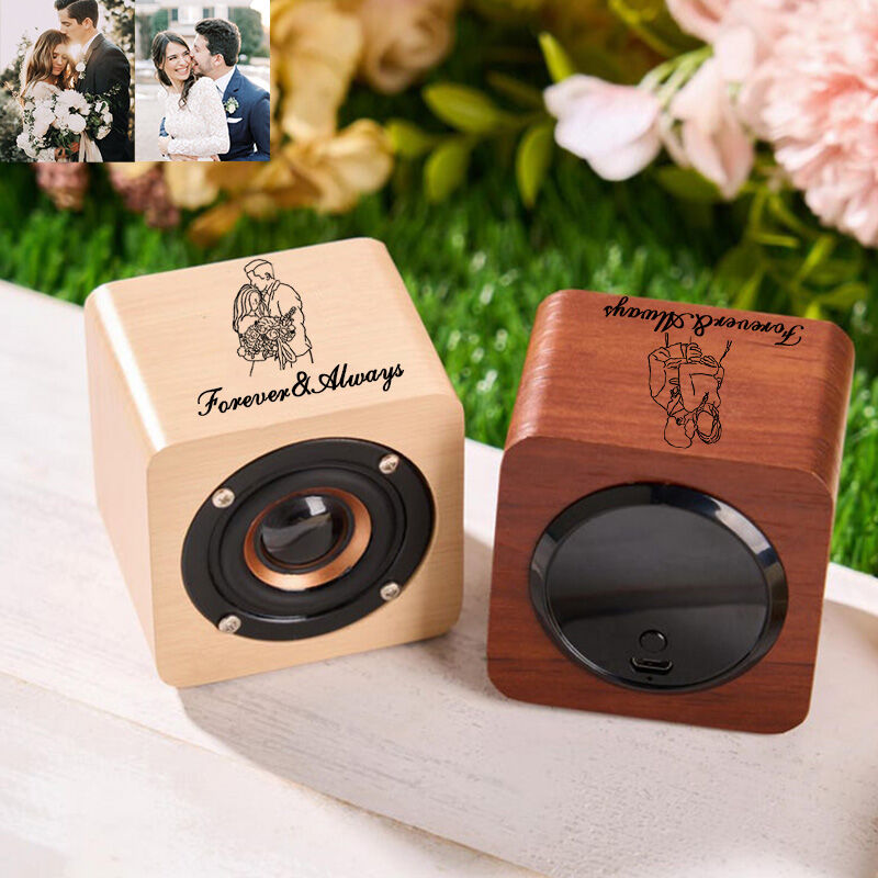 写真入り メッセージ入れ 木製 Bluetooth スピーカー オリジナル