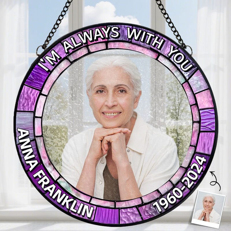 Personalized Custom Stained Glass Window Hanging Suncatcher Sympathy Gift for Grandma