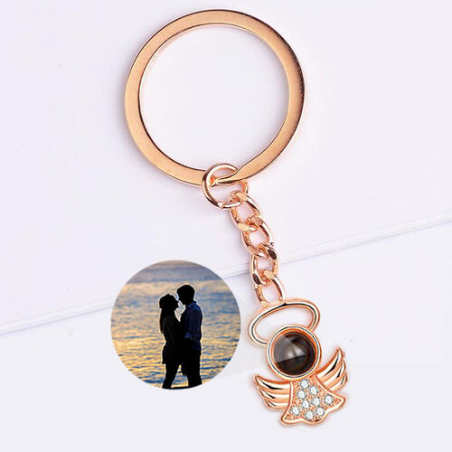Personalized Photo Projection Keychain-Angel