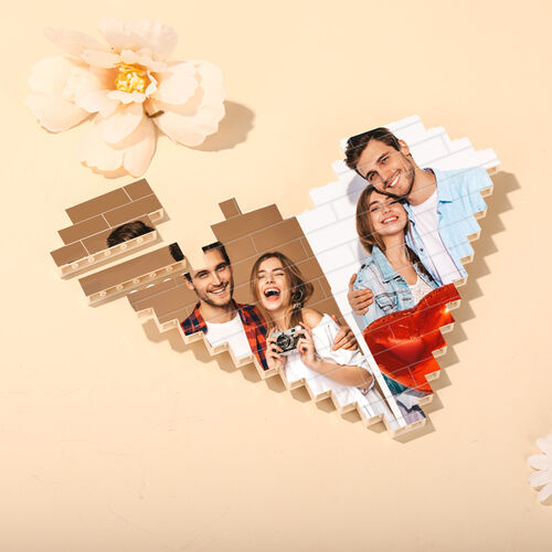 Casse-tête à blocs de construction personnalisé en forme de cœur pour un couple adorable