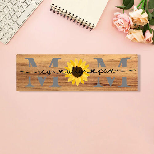 Personalized Name Wooden Plaque Sunflower Creative Gift for Mom