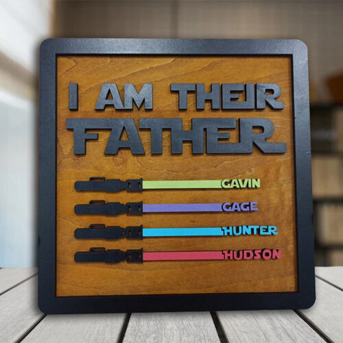 Personalized Wood Name Puzzle Frame with Custom Name Lightsaber for Dad