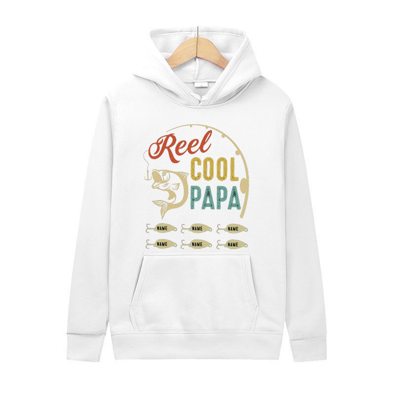 Personalized Hoodie with Custom Name Fishing Pattern Gift for Daddy