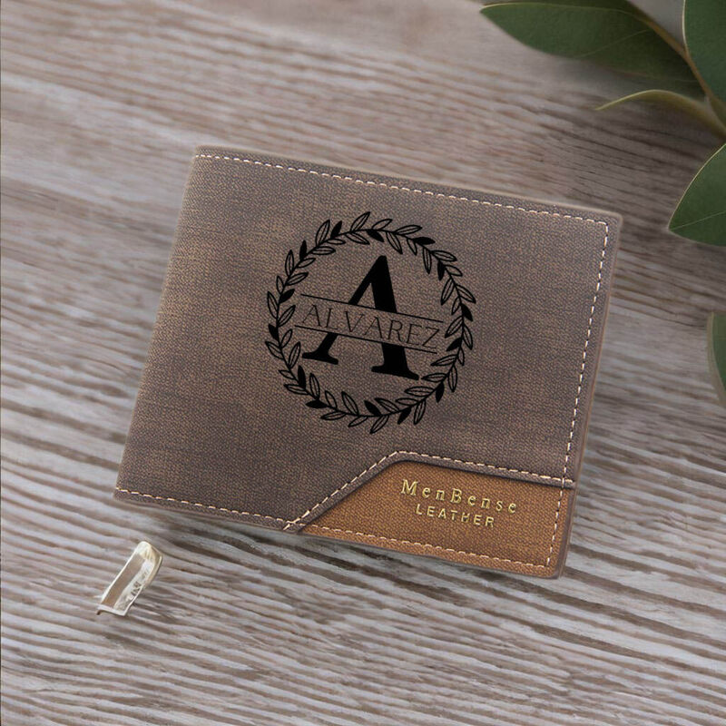 Personalized Men's Wallet Custom Name and Initial for Best Dad