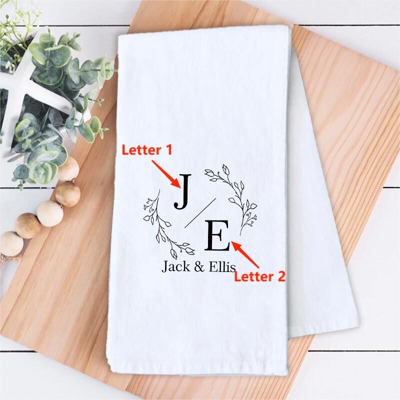 Personalized Towel with Custom Couple Letter and Name Attractive Design for Lover's Present