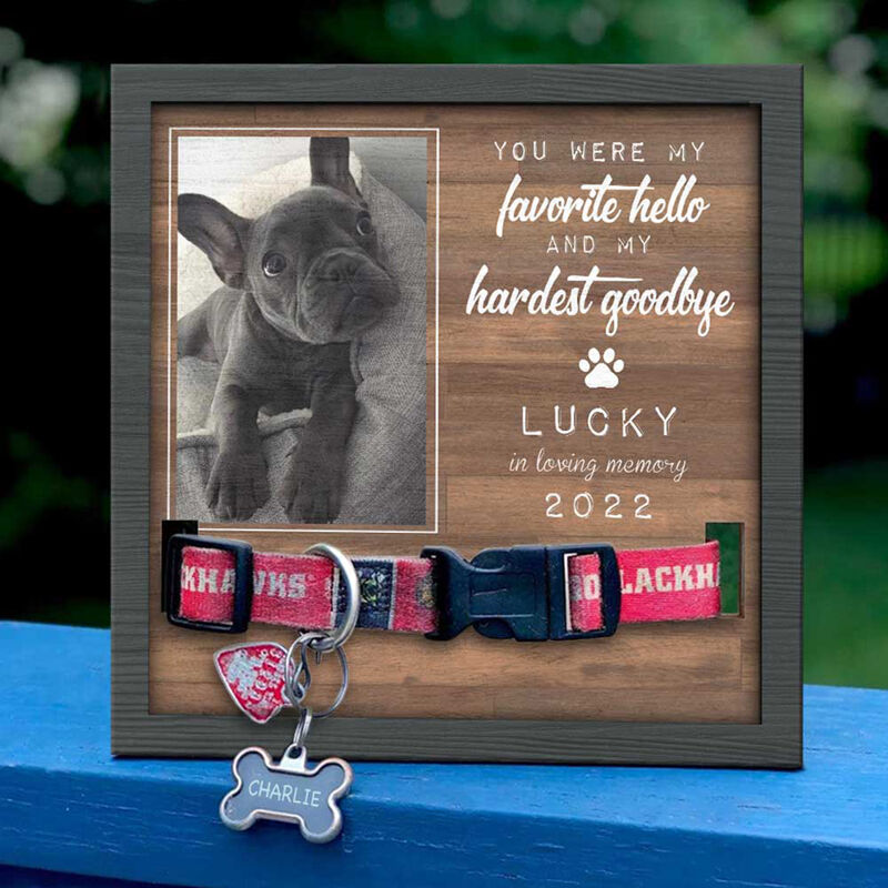 Personalized Picture Frame You Were My Hardest Goodbye with Dog Collar Design Memorial Gift for Pet Lover