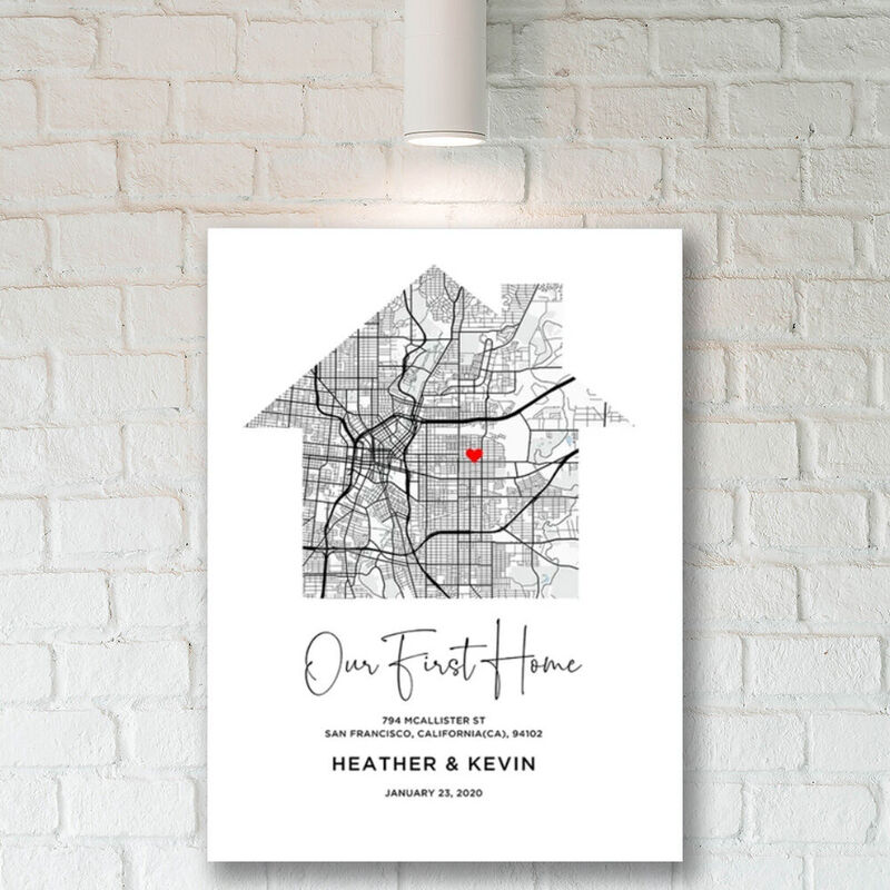 Personalized Map Canvas Wall Art Precious Present for Friend