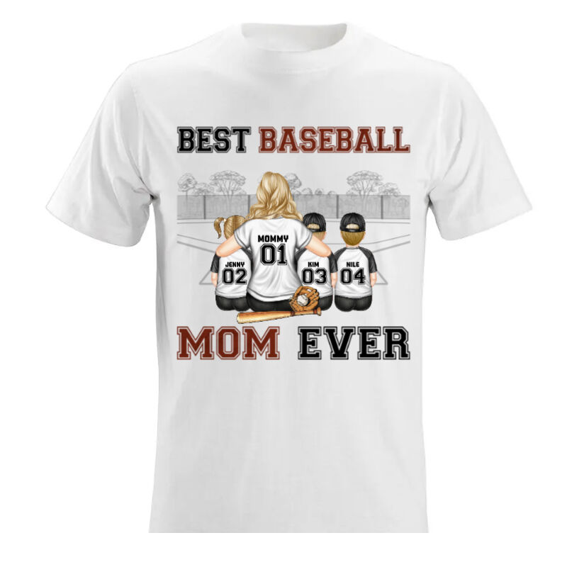 Maglietta personalizzata Migliore mamma di sempre del baseball con personaggio personalizzato Regalo unico