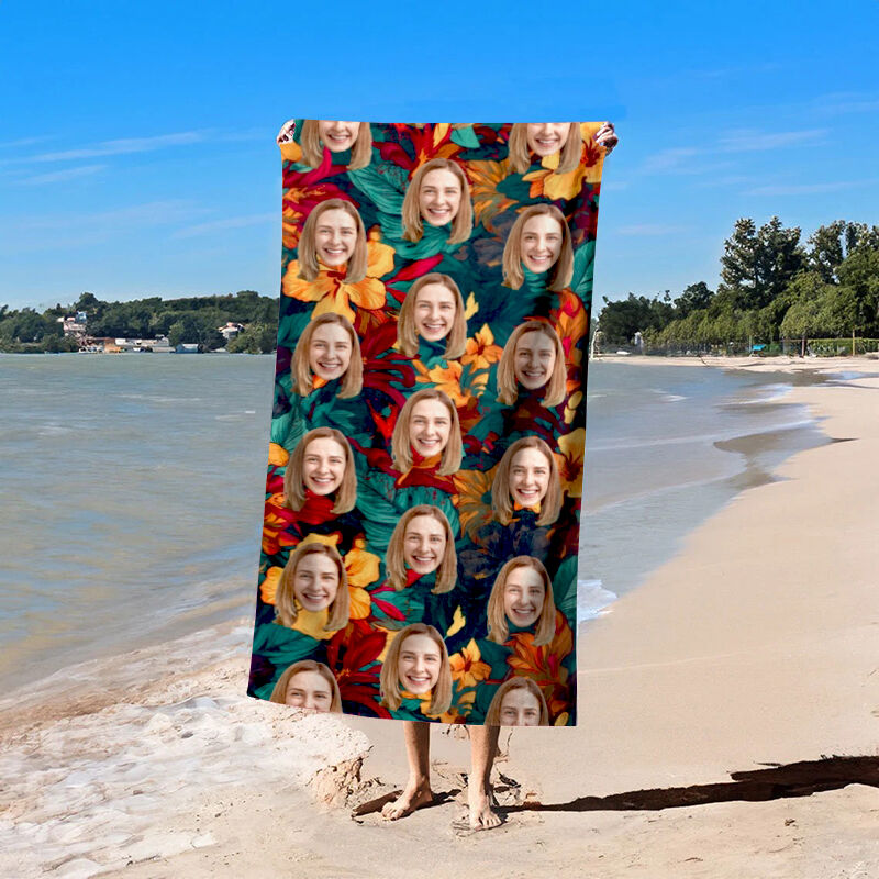 Personalized Photo Bath Towel Beautiful Present for Dear Friend