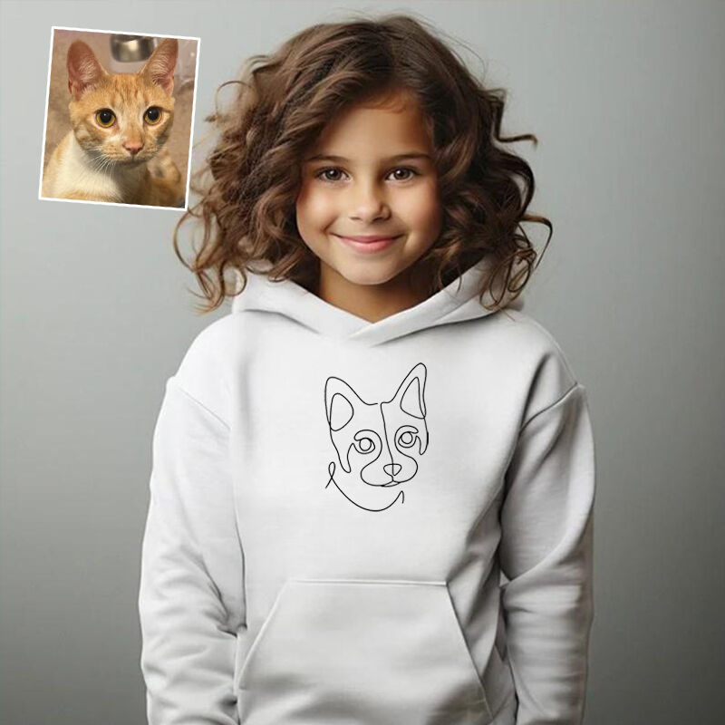 Personalized Kids Embroidered Hoodies Customized Line Drawing Warm Gifts For Pet Lovers