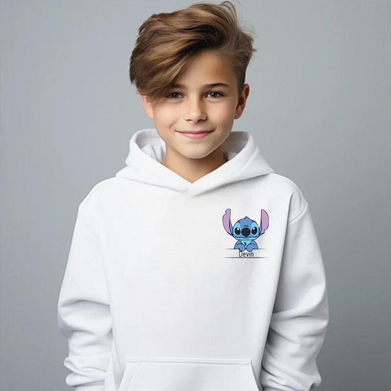 Sudadera con capucha personalizada para niños con nombre personalizado y bonito patrón de anime, regalos para niños