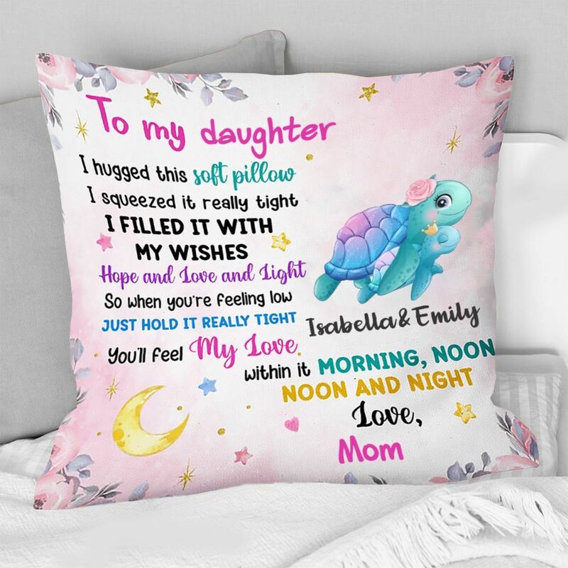 Coussin personnalisé avec imprimés d'animaux marins. Joli cadeau pour fille ou petite-fille
