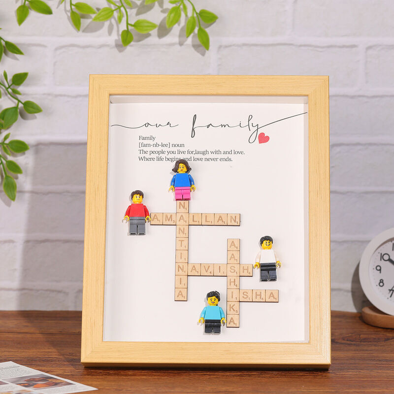 Gepersonaliseerd scrabble fotolijst met blokcijfers Leuk cadeau voor familie