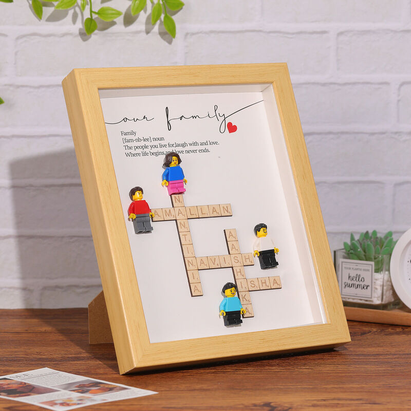 Gepersonaliseerd scrabble fotolijst met blokcijfers Leuk cadeau voor familie