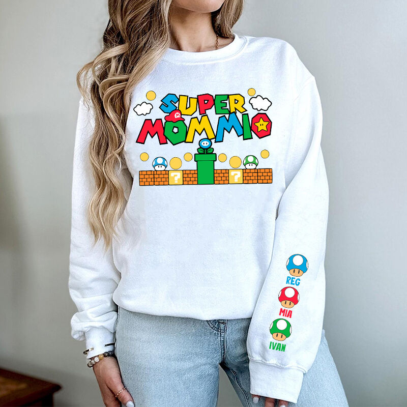 Personalized Sweatshirt Super Daddy and Mommy Cute Mario Style Design Creative Gift for Dear Mom and Dad