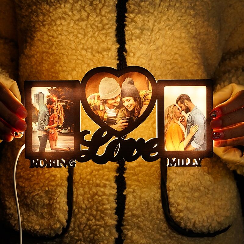 Personalized Picture Night Light with Custom Name Sweet Gift for Couples