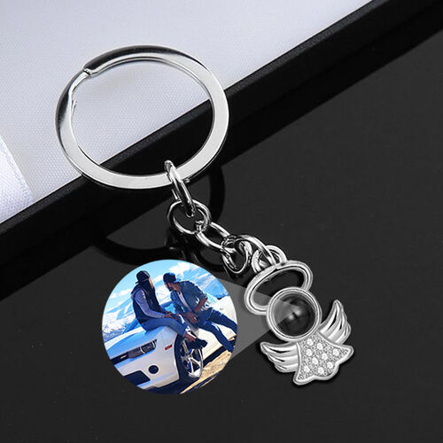 Personalized Photo Projection Keychain-Angel