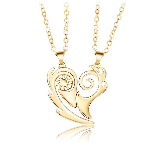 Moon & Sun Couples Heart Pendant Necklaces