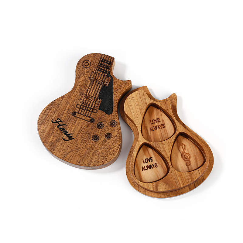 Personalized Wooden Guitar Picks with Case