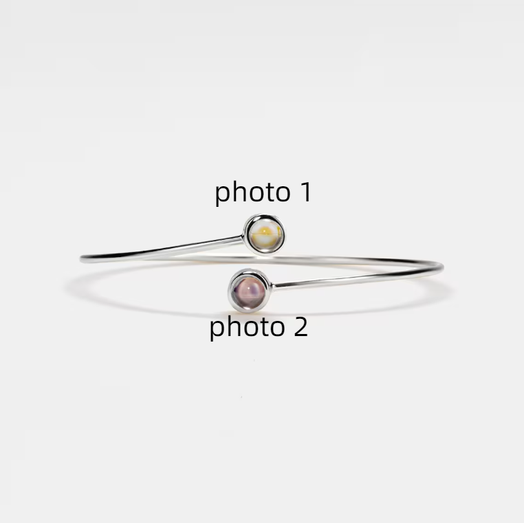 Personalized Projection Picture Bracelet With Round Pendant Simple Birthday Gift For Her