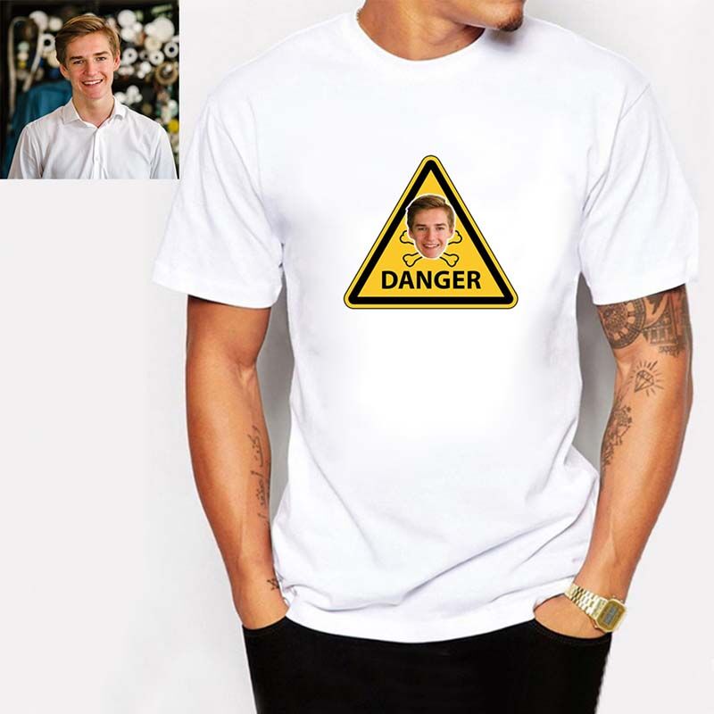 Danger Warning Sign Custom Photo T-Shirt