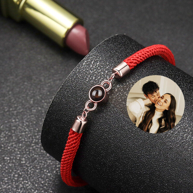 Sterling Silver Personalized Photo Projection Red String Bracelet Sweet Gift