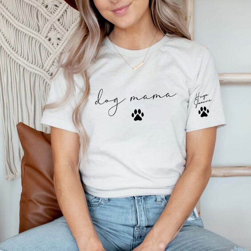 Camiseta personalizada mamá perro con huella y nombre para la mejor mamá