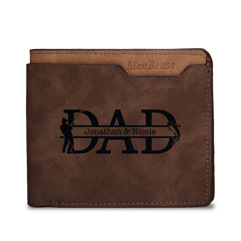 Personalized Casual Men's Wallet Custom Name With DAD Lettering Best Gift
