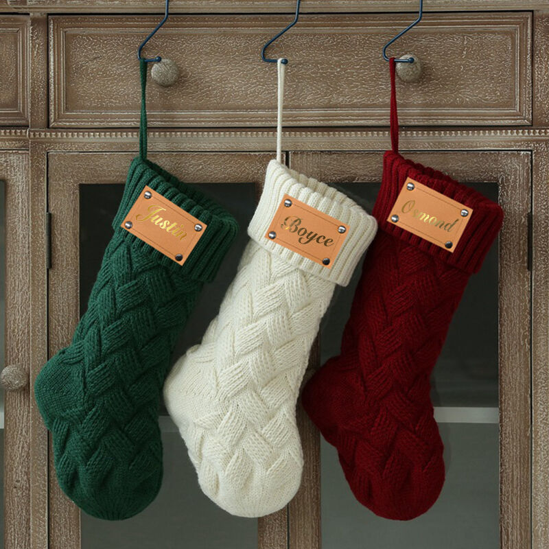 Calcetines de Navidad tejidos personalizados y nombre de regalo navideño sencillo