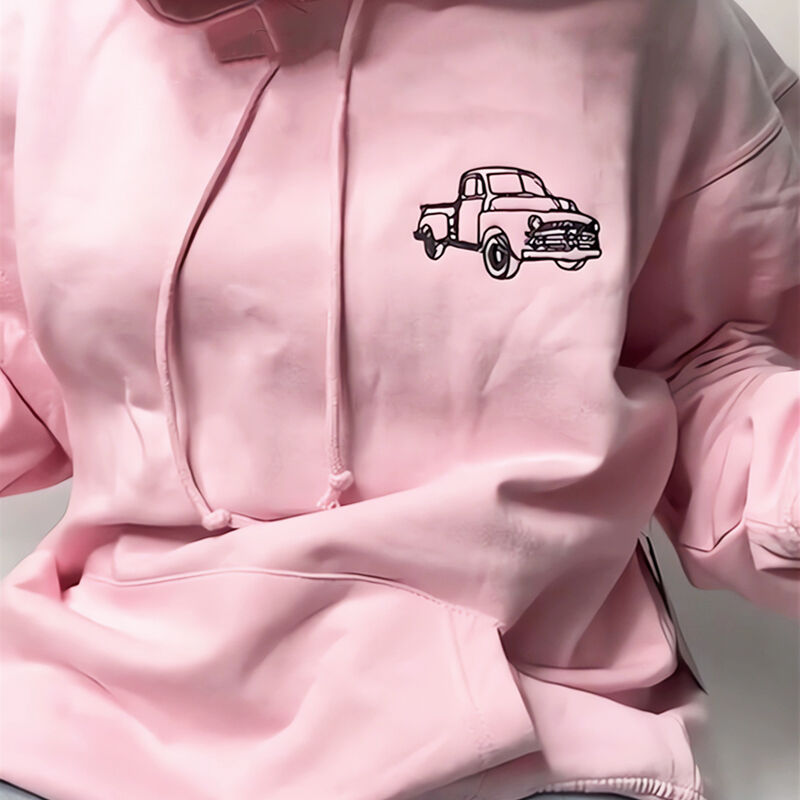 Sudadera con capucha personalizada bordada con diseño de dibujo lineal de coche para amigo