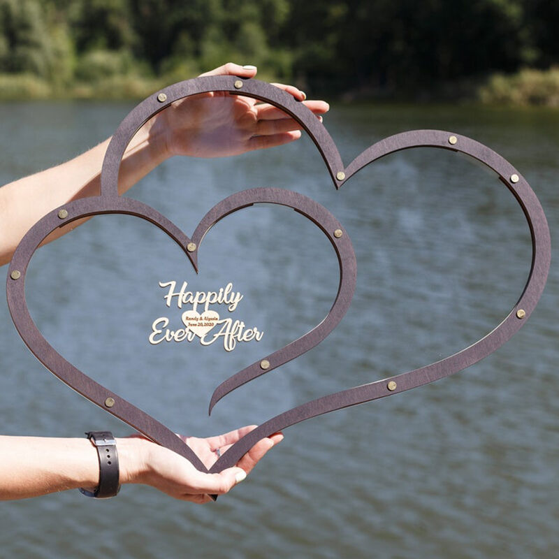 Libro de Visitas de Madera de Amor de Doble Capa Personalizado Regalo romántico del Día de San Valentín