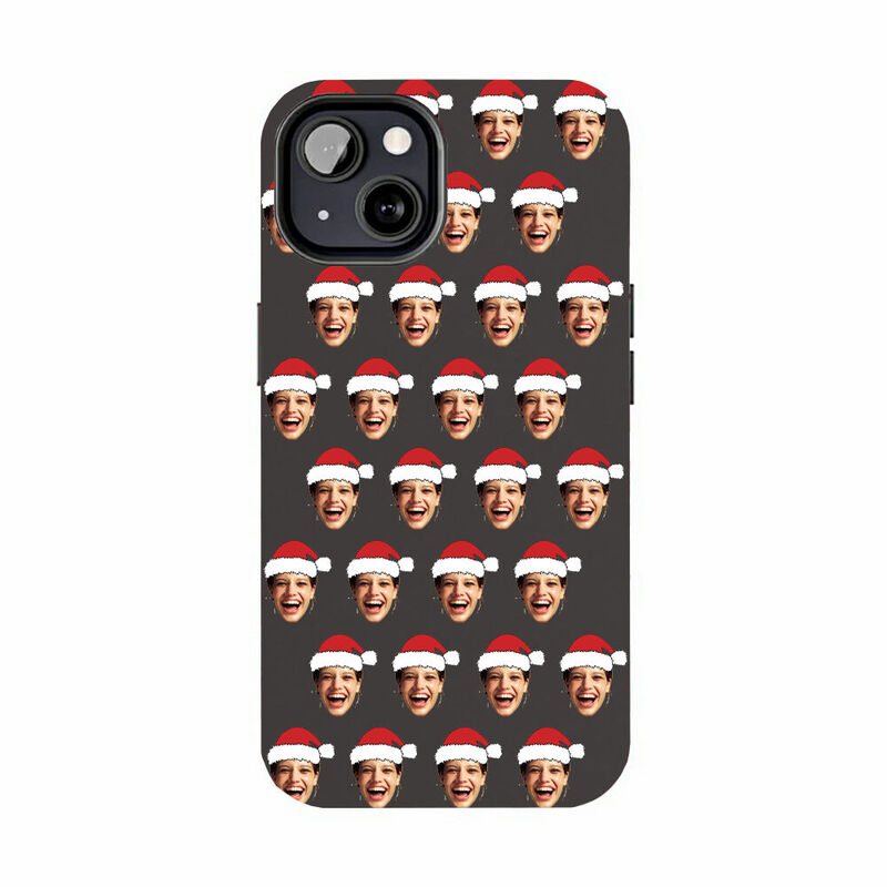 Funda de teléfono móvil personalizada con cara personalizada y gorro de Papá Noel, regalo divertido para amigos