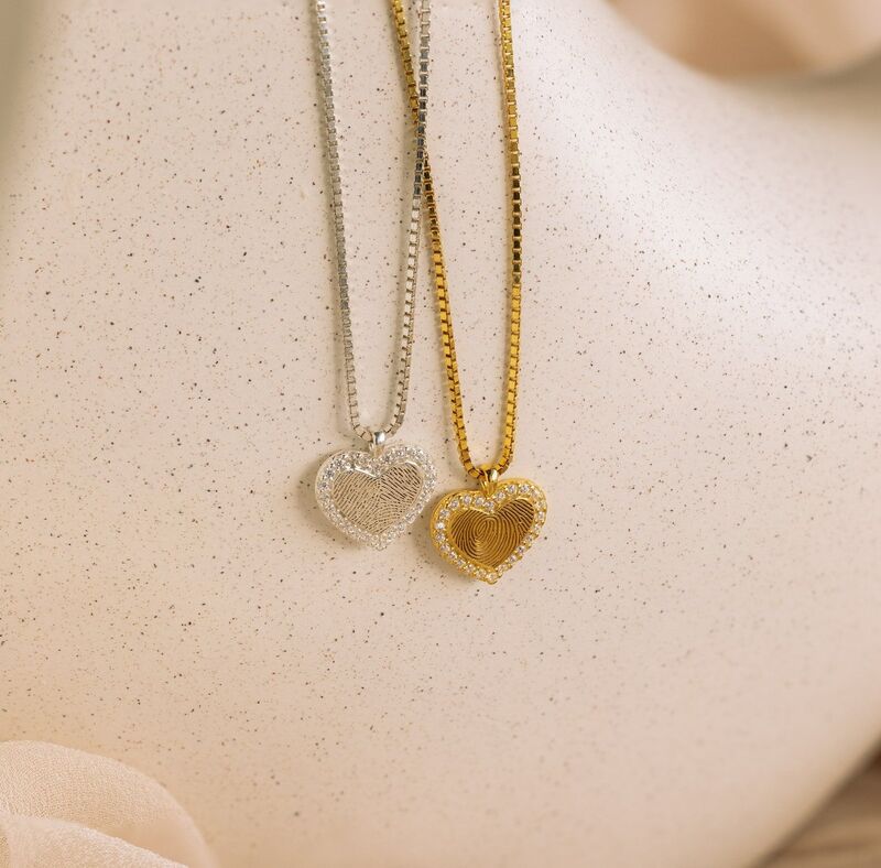 Personalized Heart Fingerprint Necklace Memorial Gift For A Loved One