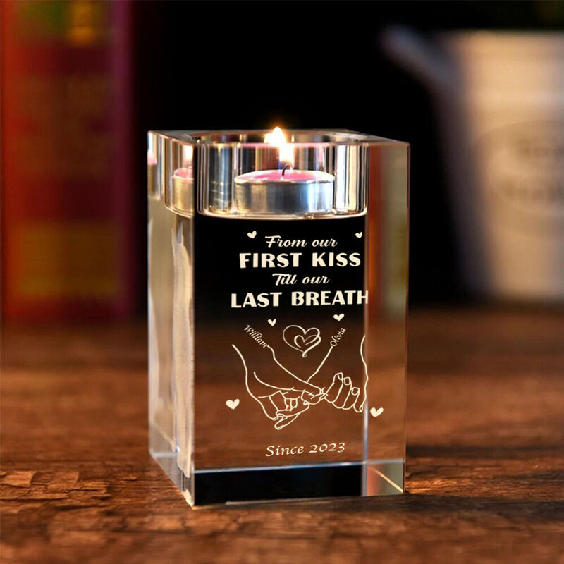 Bougeoir en cristal personnalisé pour anniversaire de mariage