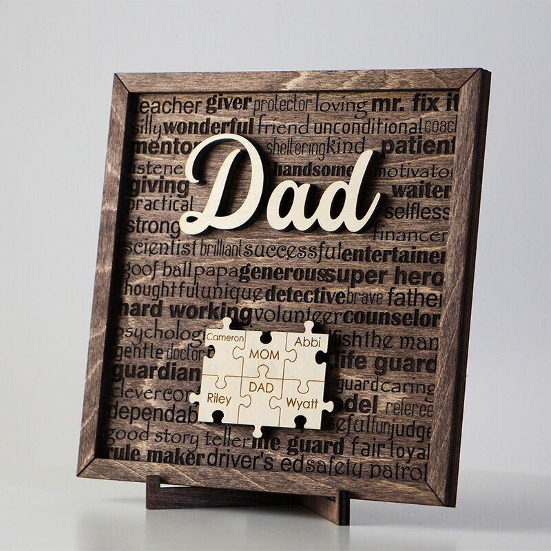 Personalized Name Puzzle Frame The Best Dad In The World Custom Family Names Perfect Father's Day Gift