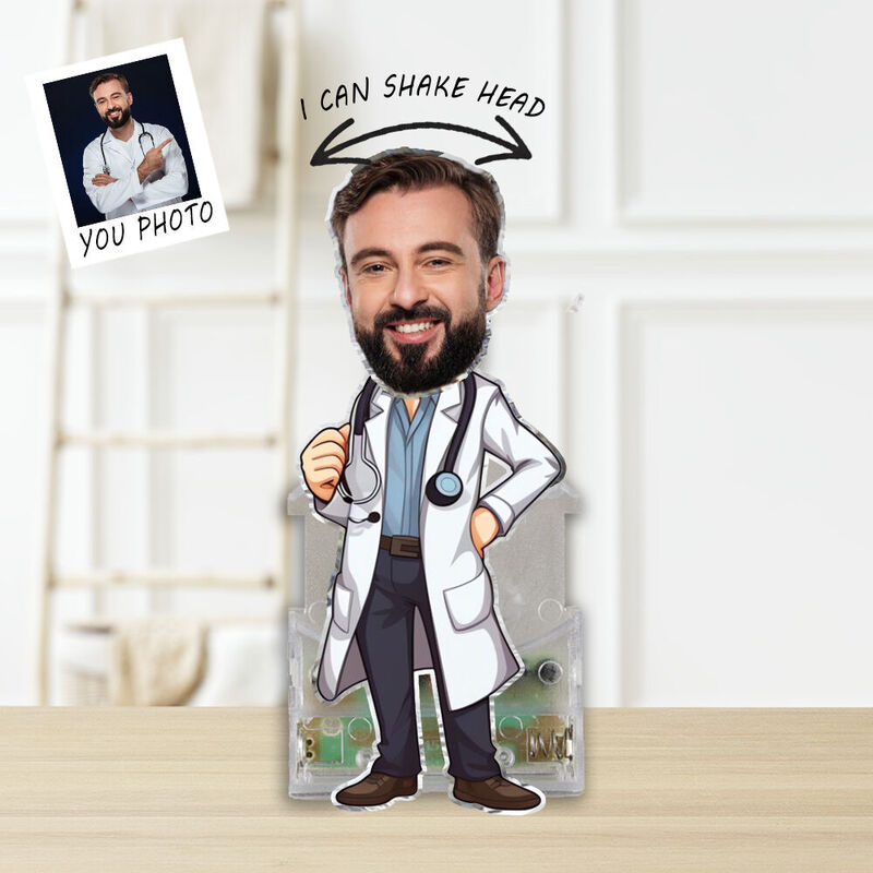 Personalized Bobblehead Acrylic Stand Custom Photo Doctor Dad Design Attractive Gift for Father's Day