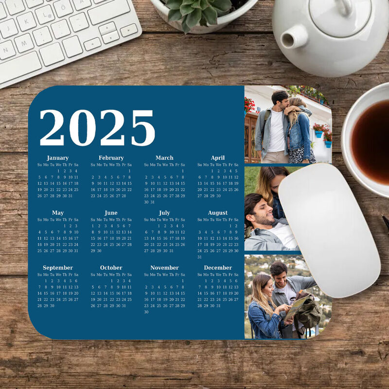 Tapis de souris calendrier personnalisé Cadeau pour la famille